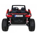Bateriový kočárek pro 2 děti červený + dálkový + poháněný 4x4 + nastavení sedadla + MP3 rádio + LED
