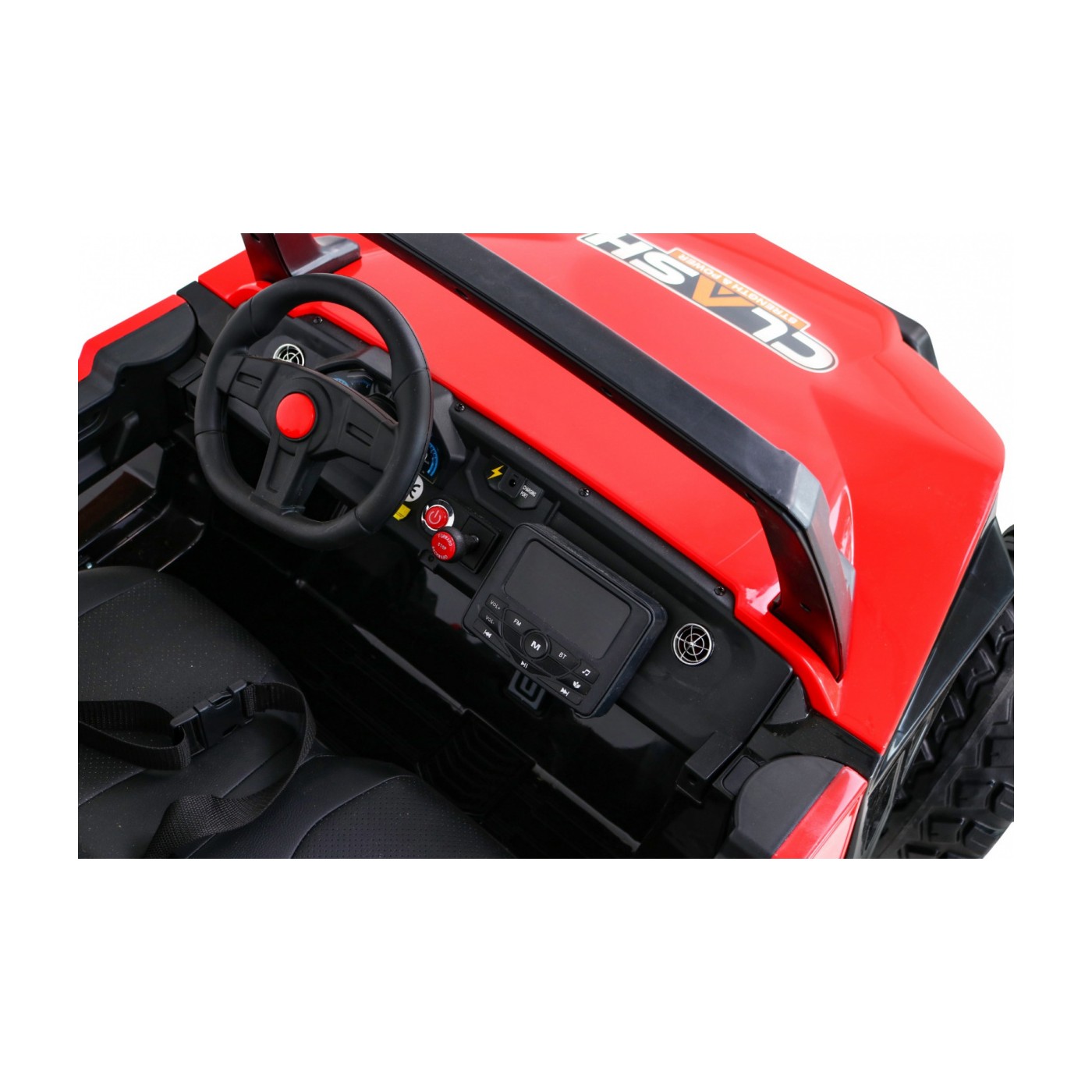 Bateriový kočárek pro 2 děti červený + dálkový + poháněný 4x4 + nastavení sedadla + MP3 rádio + LED