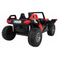 Bateriový kočárek pro 2 děti červený + dálkový + poháněný 4x4 + nastavení sedadla + MP3 rádio + LED