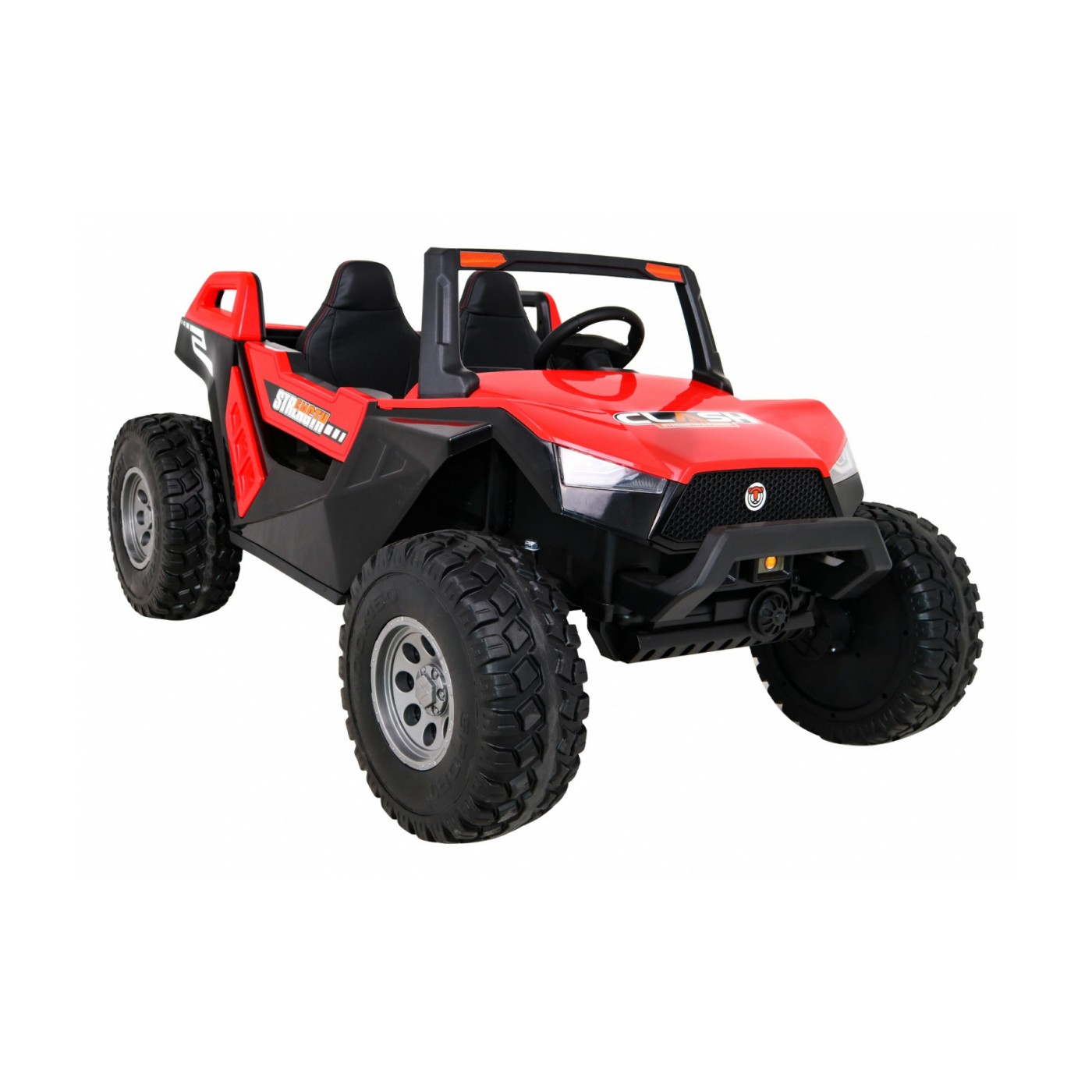 Bateriový kočárek pro 2 děti červený + dálkový + poháněný 4x4 + nastavení sedadla + MP3 rádio + LED