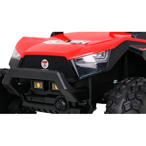Bateriový kočárek pro 2 děti červený + dálkový + poháněný 4x4 + nastavení sedadla + MP3 rádio + LED