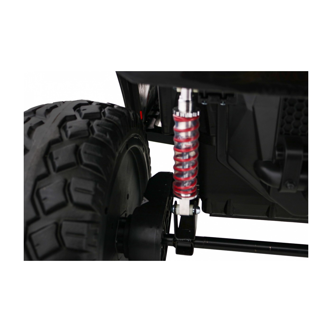 Bateriový kočárek pro 2 děti červený + dálkový + poháněný 4x4 + nastavení sedadla + MP3 rádio + LED