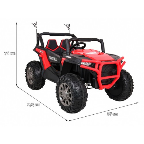 Buggy Racer Kids červená Driven 4x4 Dálkové ovládání Pomalý start kufr EVA LED MP3