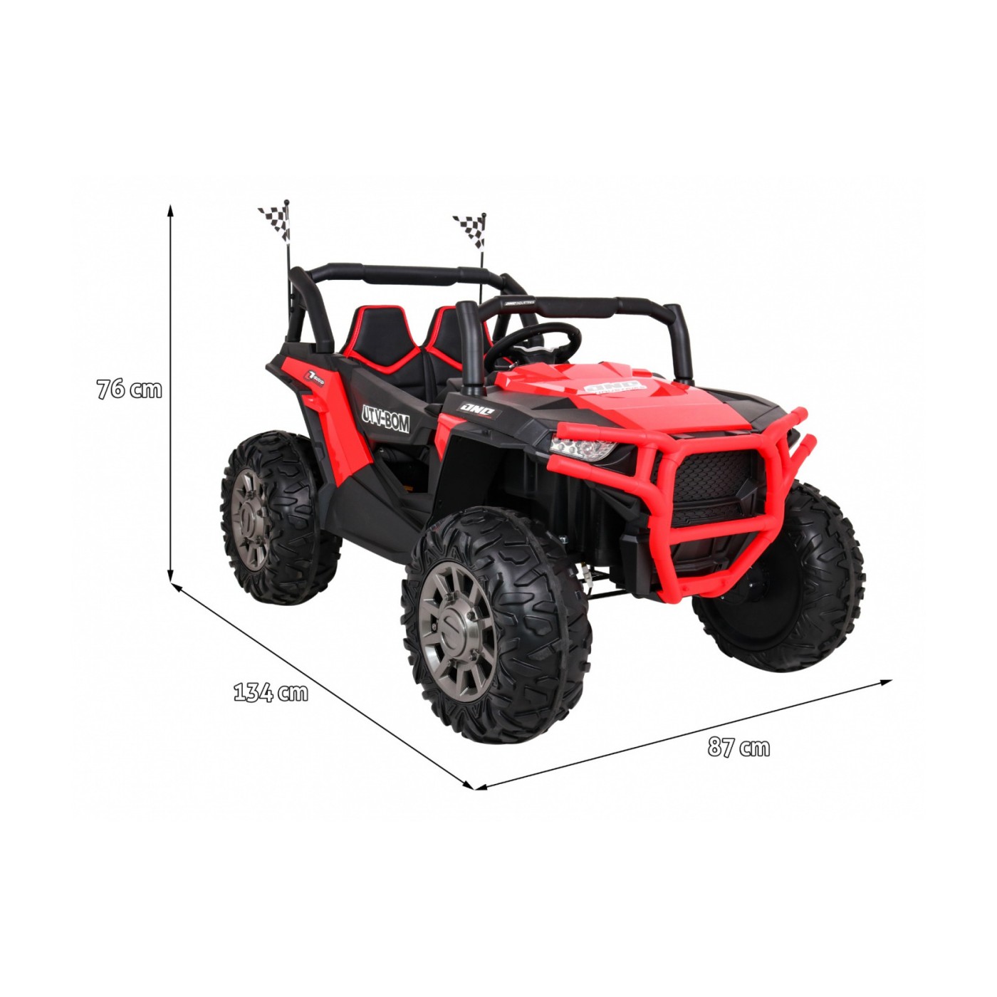 Buggy Racer Kids červená Driven 4x4 Dálkové ovládání Pomalý start kufr EVA LED MP3