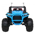 Dětská bugina Racer modrá poháněná 4x4 dálkové ovládání pomalý start kufr EVA LED MP3