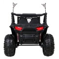 Dětská bugina Racer modrá poháněná 4x4 dálkové ovládání pomalý start kufr EVA LED MP3