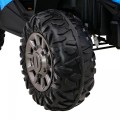 Dětská bugina Racer modrá poháněná 4x4 dálkové ovládání pomalý start kufr EVA LED MP3
