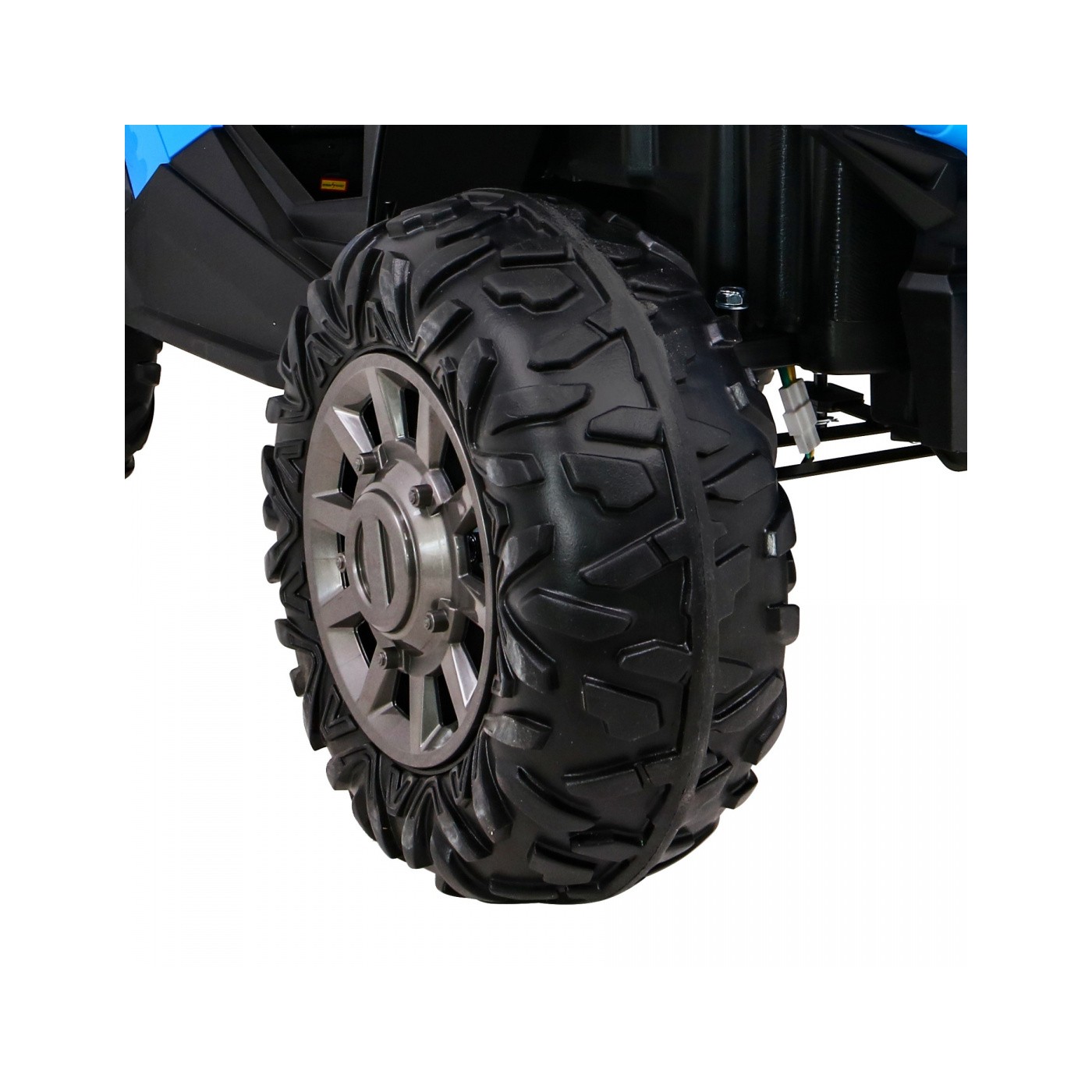 Dětská bugina Racer modrá poháněná 4x4 dálkové ovládání pomalý start kufr EVA LED MP3