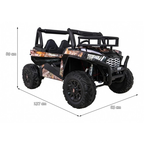 Buggy UTV dětský stan černý dálkový kufr pomalý start EVA MP3 LED
