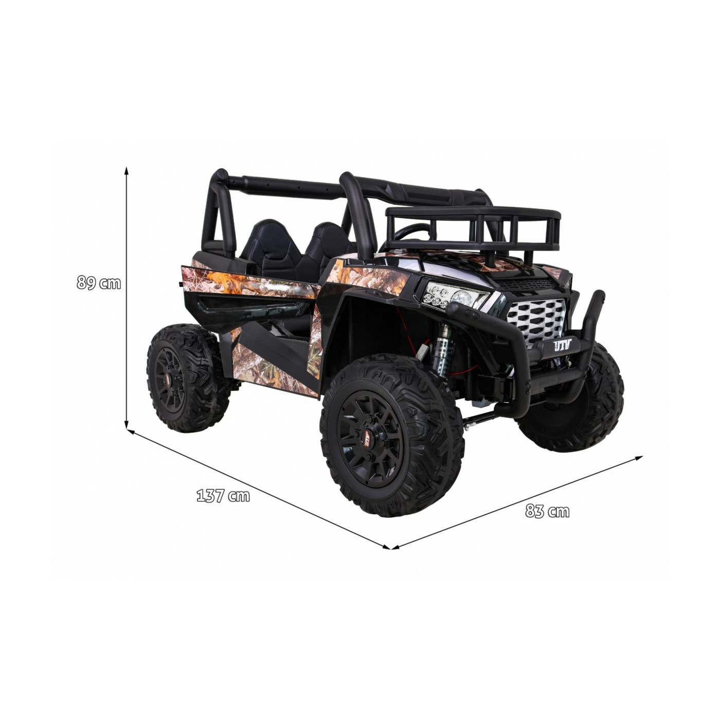 Buggy UTV dětský stan černý dálkový kufr pomalý start EVA MP3 LED