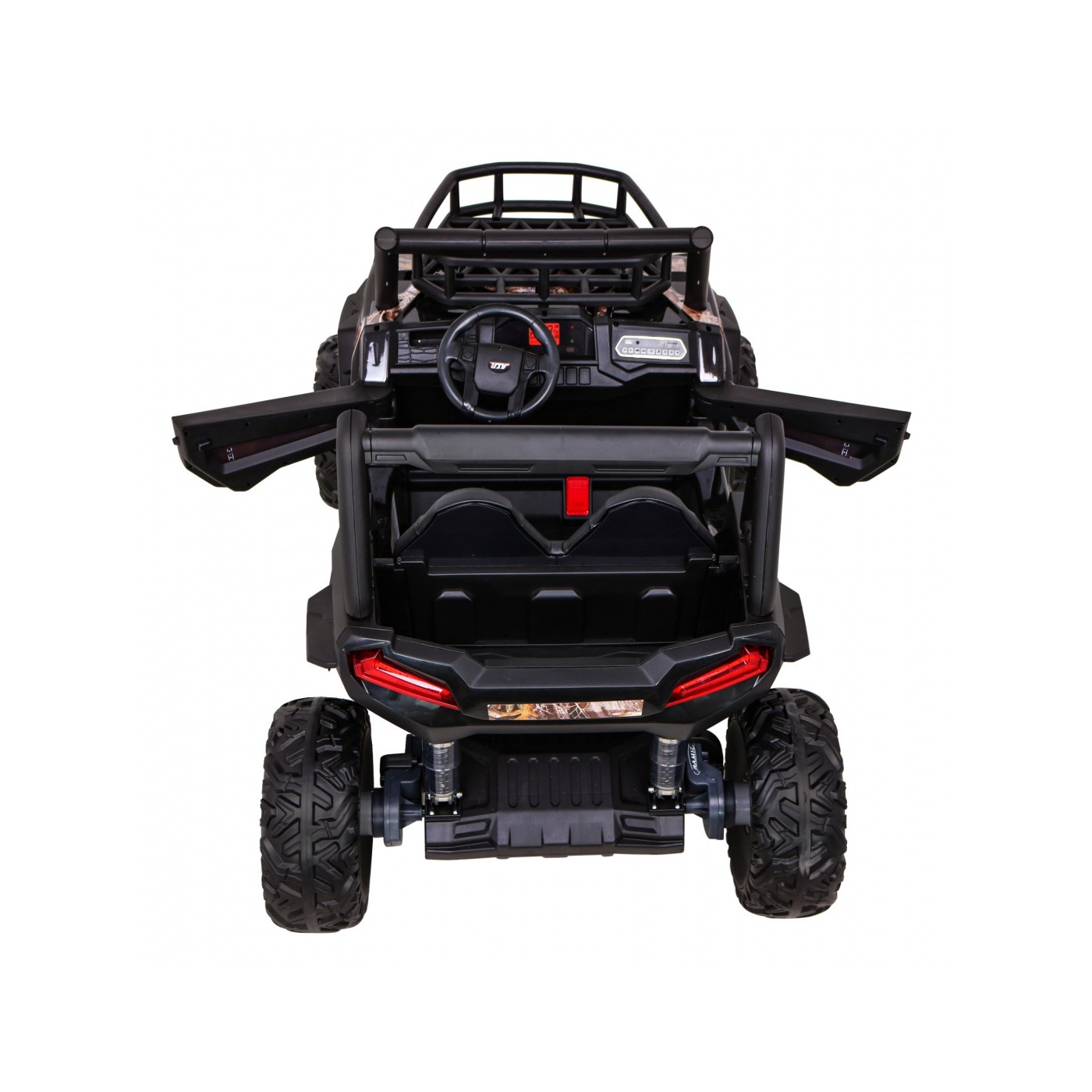 Buggy UTV dětský stan černý dálkový kufr pomalý start EVA MP3 LED