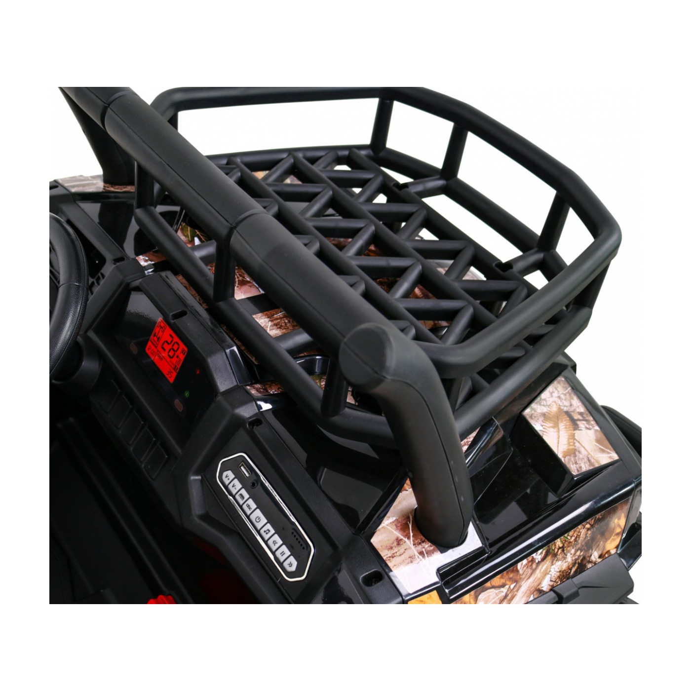 Buggy UTV dětský stan černý dálkový kufr pomalý start EVA MP3 LED