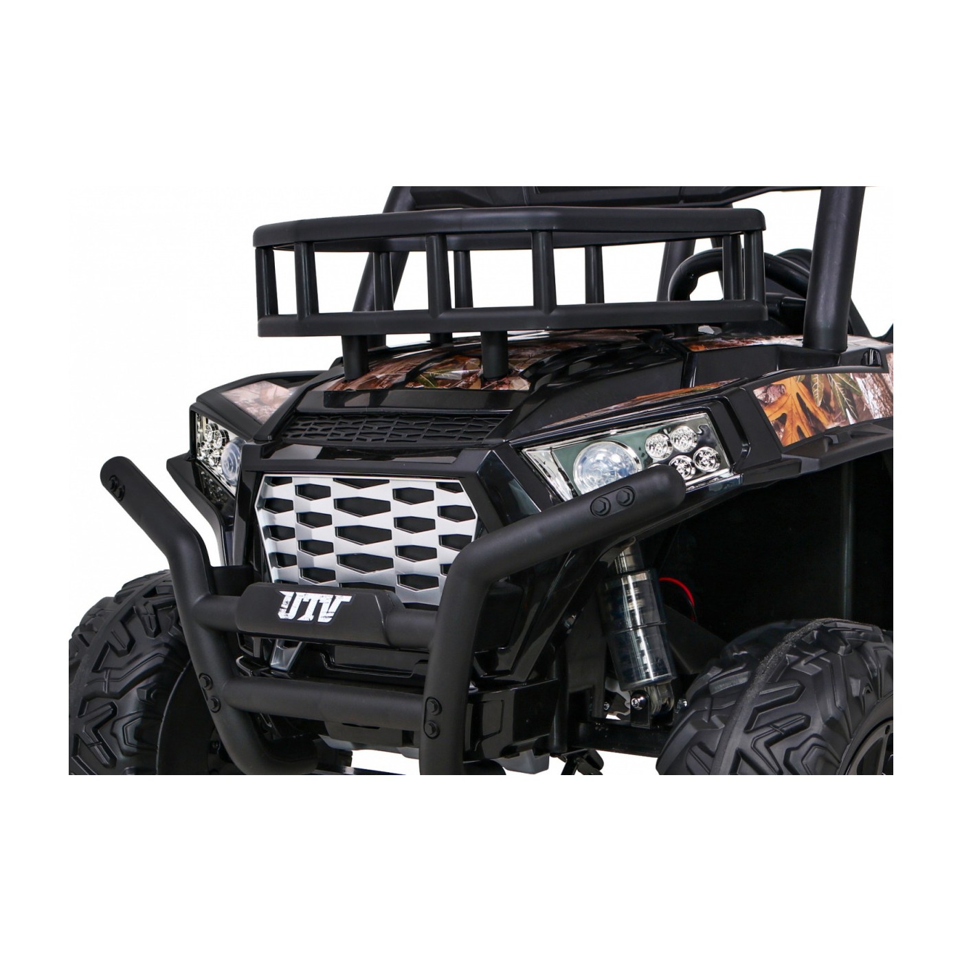 Buggy UTV dětský stan černý dálkový kufr pomalý start EVA MP3 LED