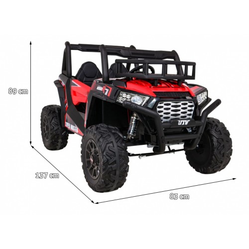 Buggy UTV Dětský stan Červený Dálkový Kufr Pomalý Start EVA MP3 LED