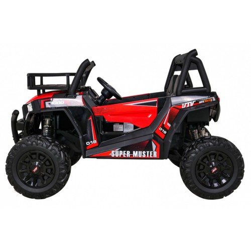 Buggy UTV Dětský stan Červený Dálkový Kufr Pomalý Start EVA MP3 LED