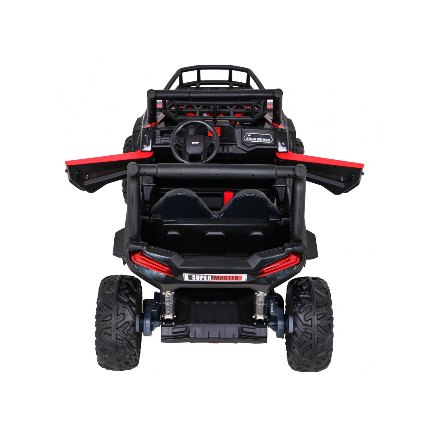 Buggy UTV Dětský stan Červený Dálkový Kufr Pomalý Start EVA MP3 LED