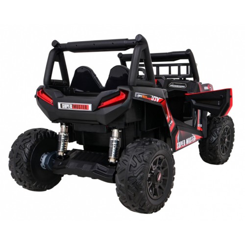 Buggy UTV Dětský stan Červený Dálkový Kufr Pomalý Start EVA MP3 LED