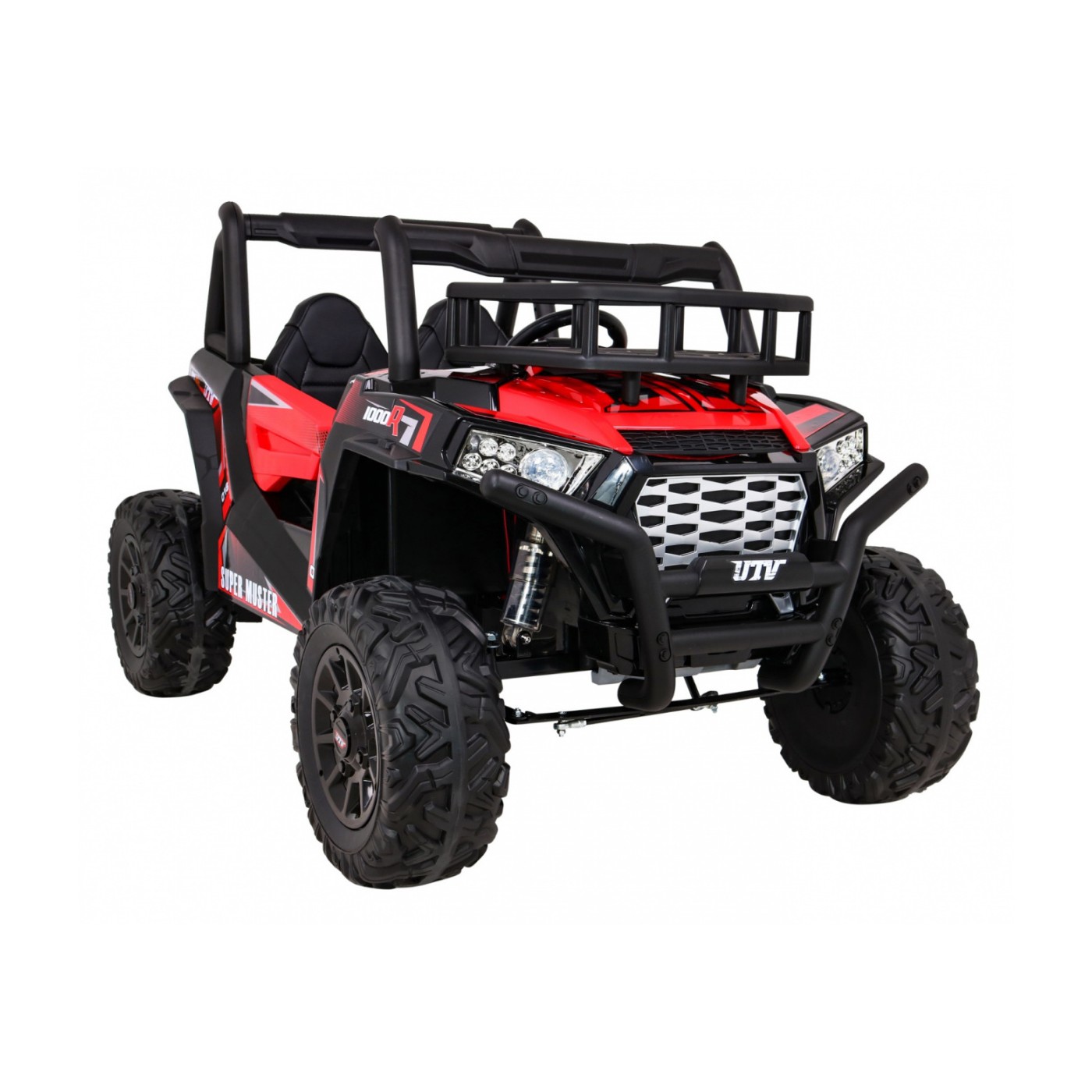 Buggy UTV Dětský stan Červený Dálkový Kufr Pomalý Start EVA MP3 LED