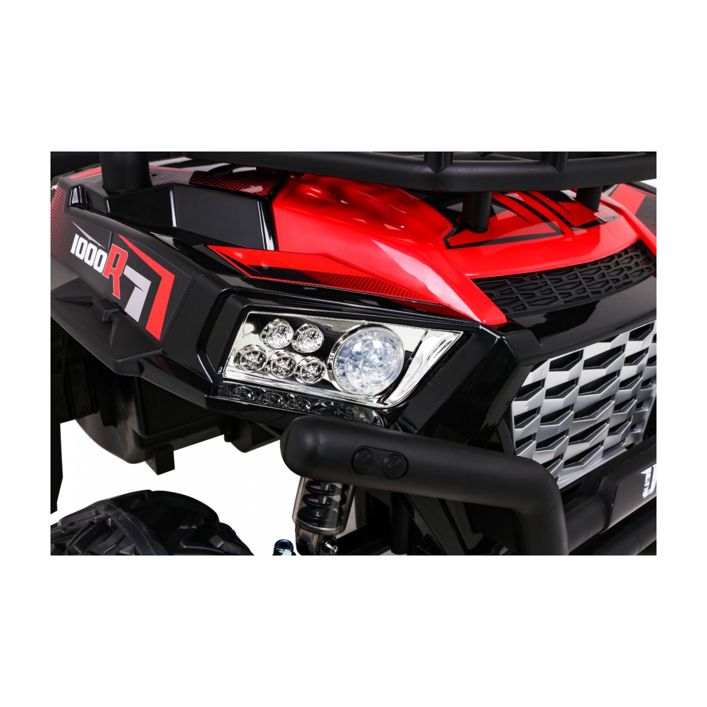 Buggy UTV Dětský stan Červený Dálkový Kufr Pomalý Start EVA MP3 LED
