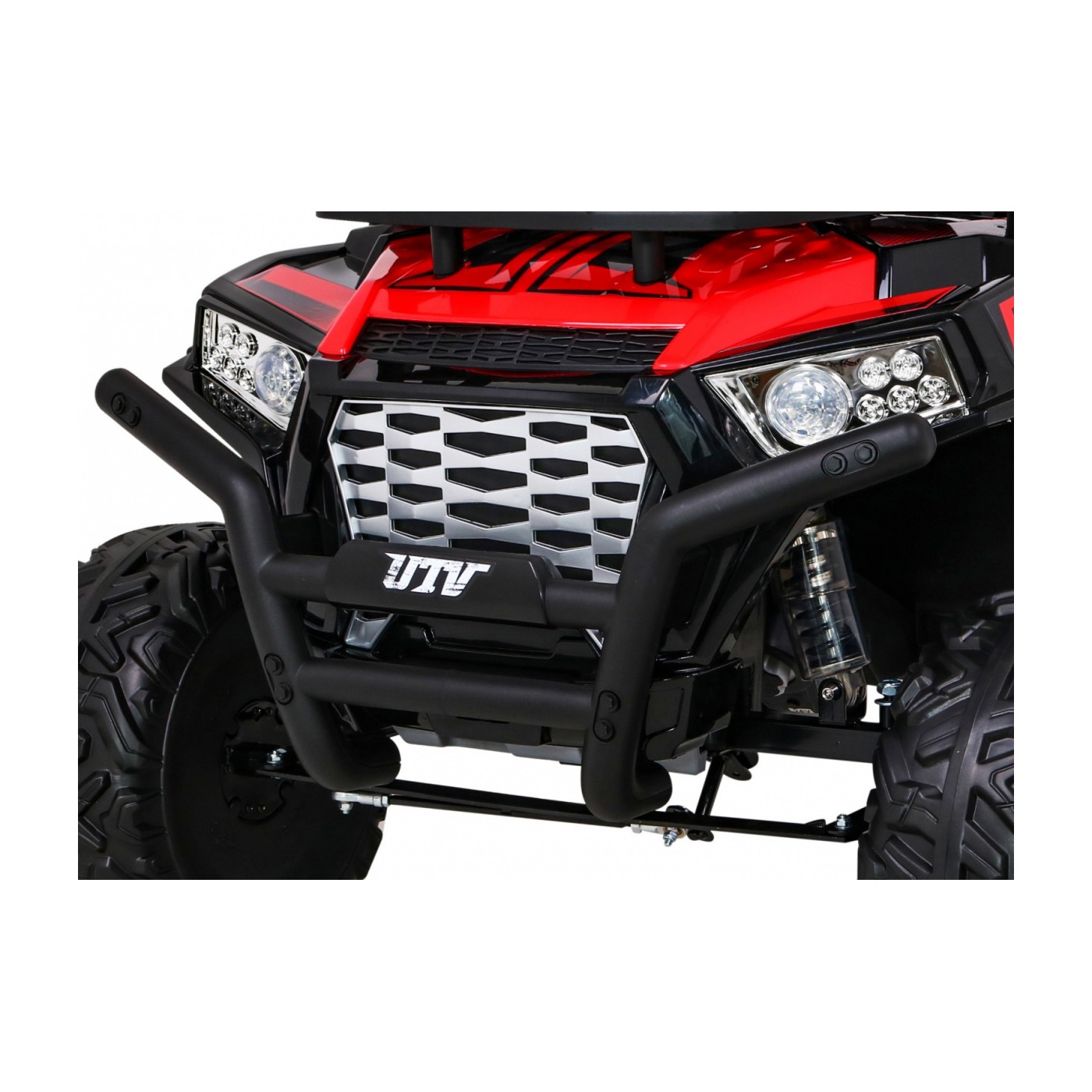 Buggy UTV Dětský stan Červený Dálkový Kufr Pomalý Start EVA MP3 LED