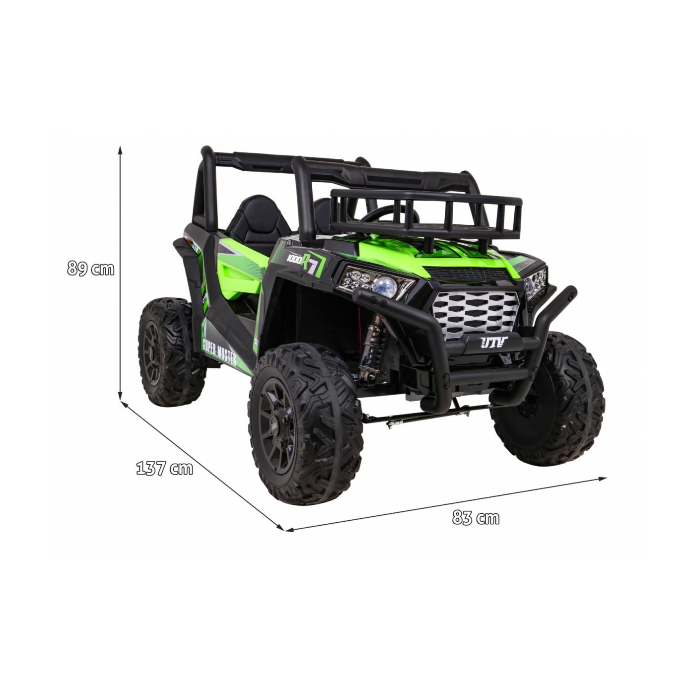 Buggy UTV Dětský stan Zelený Dálkový Kufr Pomalý Start EVA MP3 LED