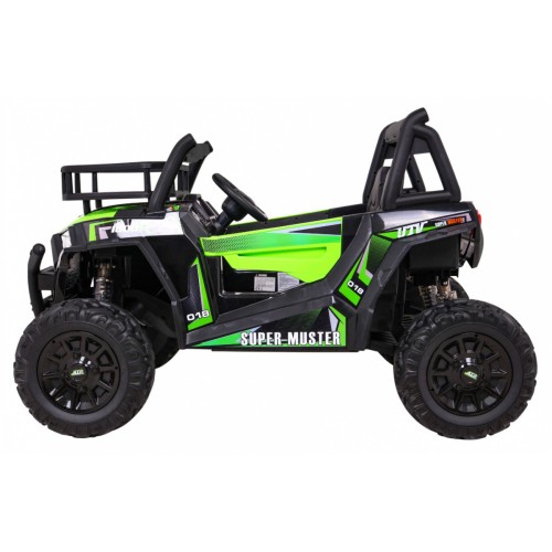 Buggy UTV Dětský stan Zelený Dálkový Kufr Pomalý Start EVA MP3 LED