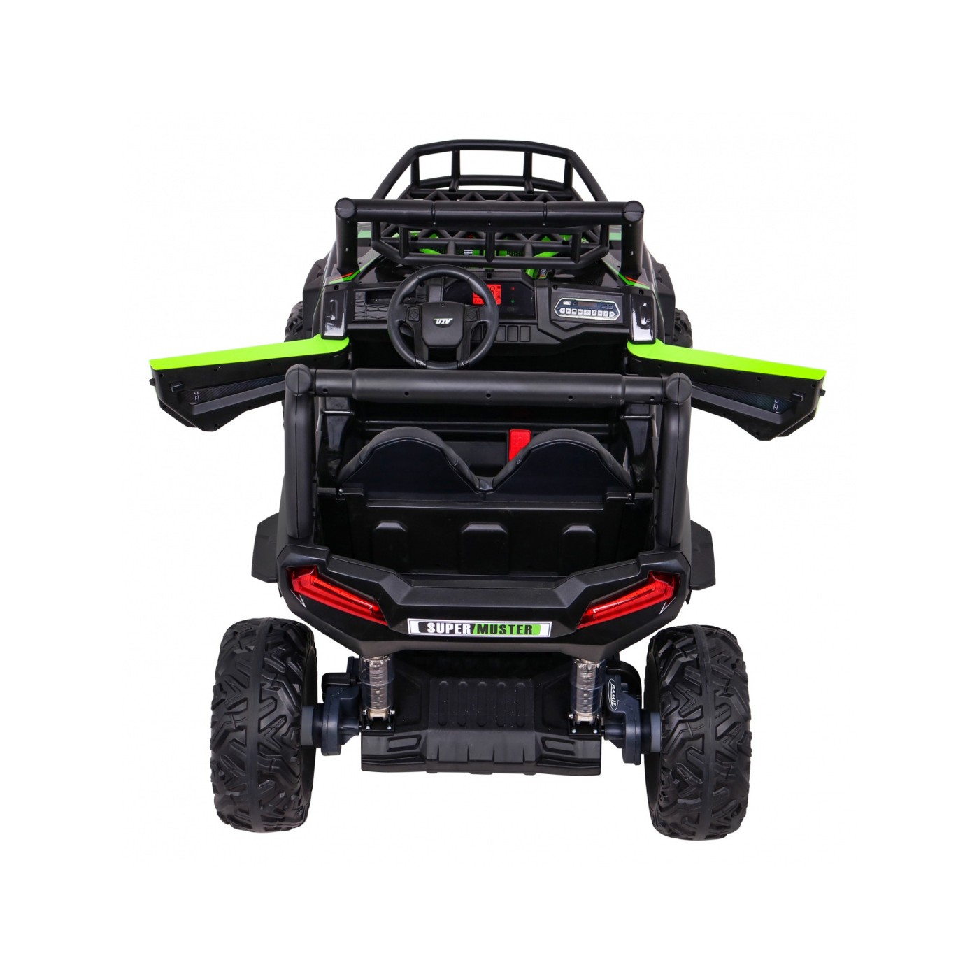 Buggy UTV Dětský stan Zelený Dálkový Kufr Pomalý Start EVA MP3 LED