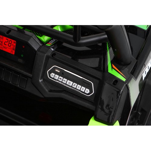 Buggy UTV Dětský stan Zelený Dálkový Kufr Pomalý Start EVA MP3 LED