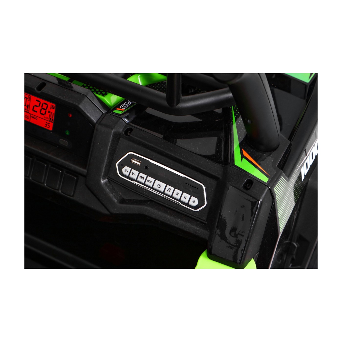 Buggy UTV Dětský stan Zelený Dálkový Kufr Pomalý Start EVA MP3 LED