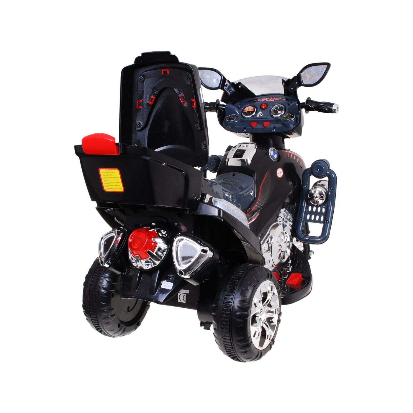 F928 Dětská baterie Motorka Černá + Kufr + Světla + Houkačka + Melodie