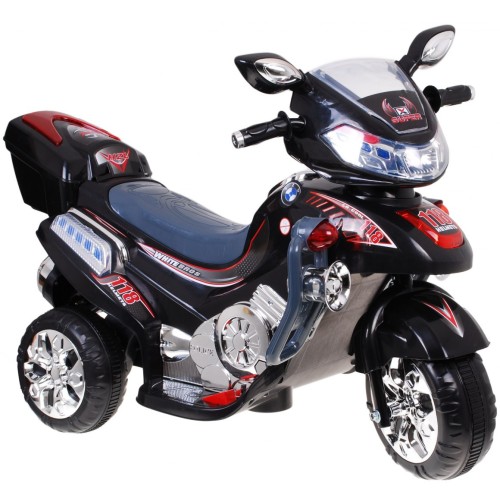 F928 Dětská baterie Motorka Černá + Kufr + Světla + Houkačka + Melodie
