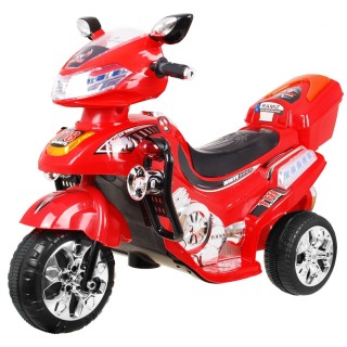 F928 Dětská baterie motocykl červená + kufr + světla + houkačka + melodie