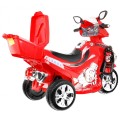 F928 Dětská baterie motocykl červená + kufr + světla + houkačka + melodie