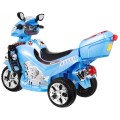 F928 Dětská baterie motocykl modrá + kufr + světla + houkačka + melodie