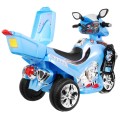 F928 Dětská baterie motocykl modrá + kufr + světla + houkačka + melodie