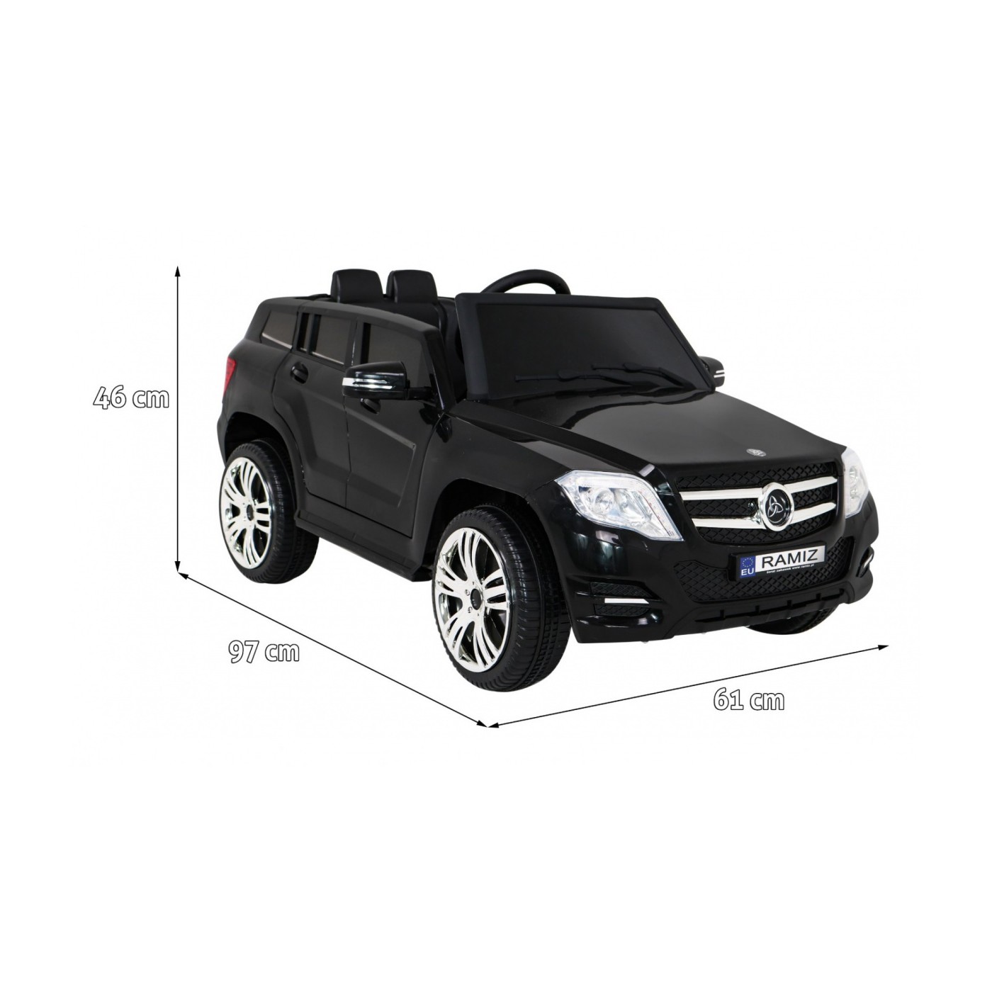 Autko City Rider Kids černé dálkové nastavení volantu pomalý start MP3 USB LED