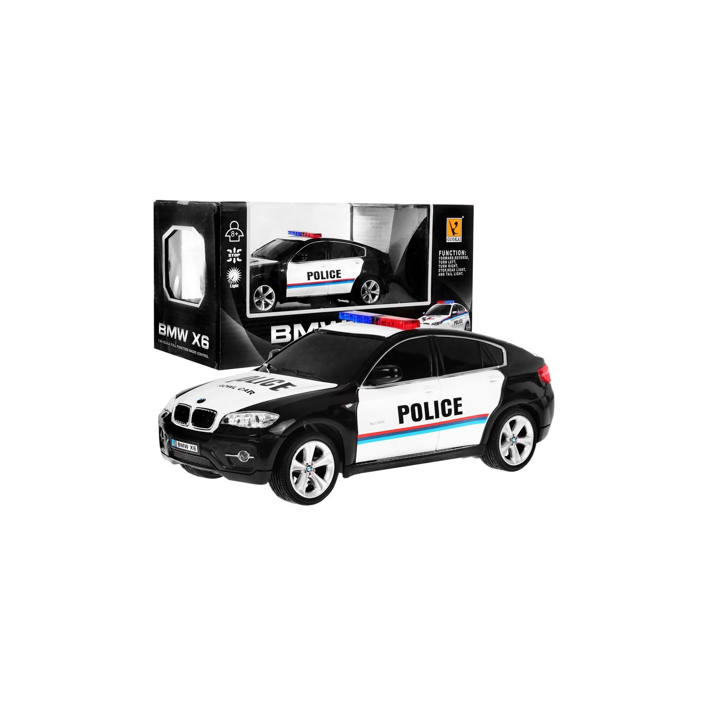 BMW x6 Dětské policejní auto 8+ Dálkové ovládání Policie 1:24 Světla kohout