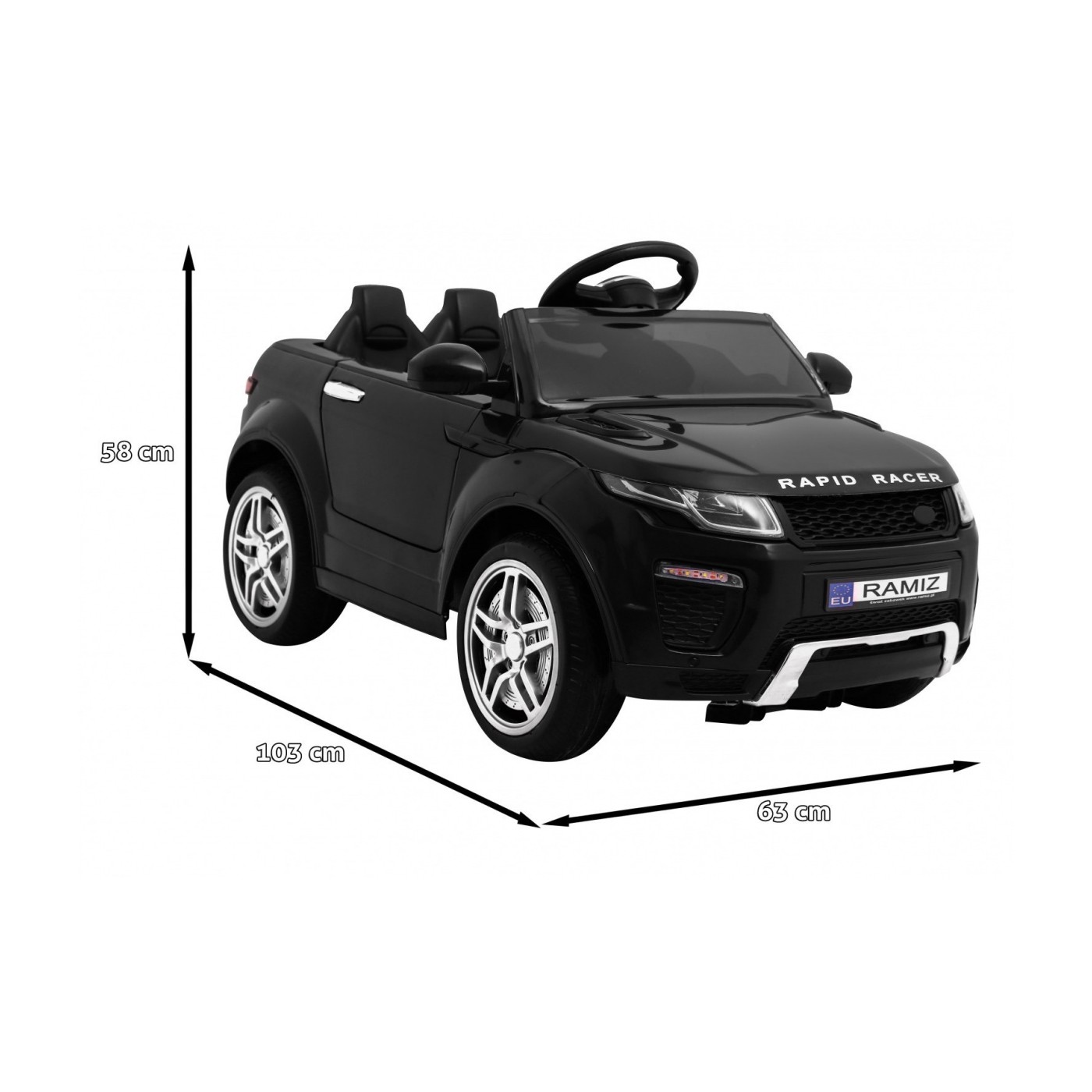 Autko Rapid Racer Electric Kids černá + dálkové ovládání + pomalý start + EVA + MP3 LED