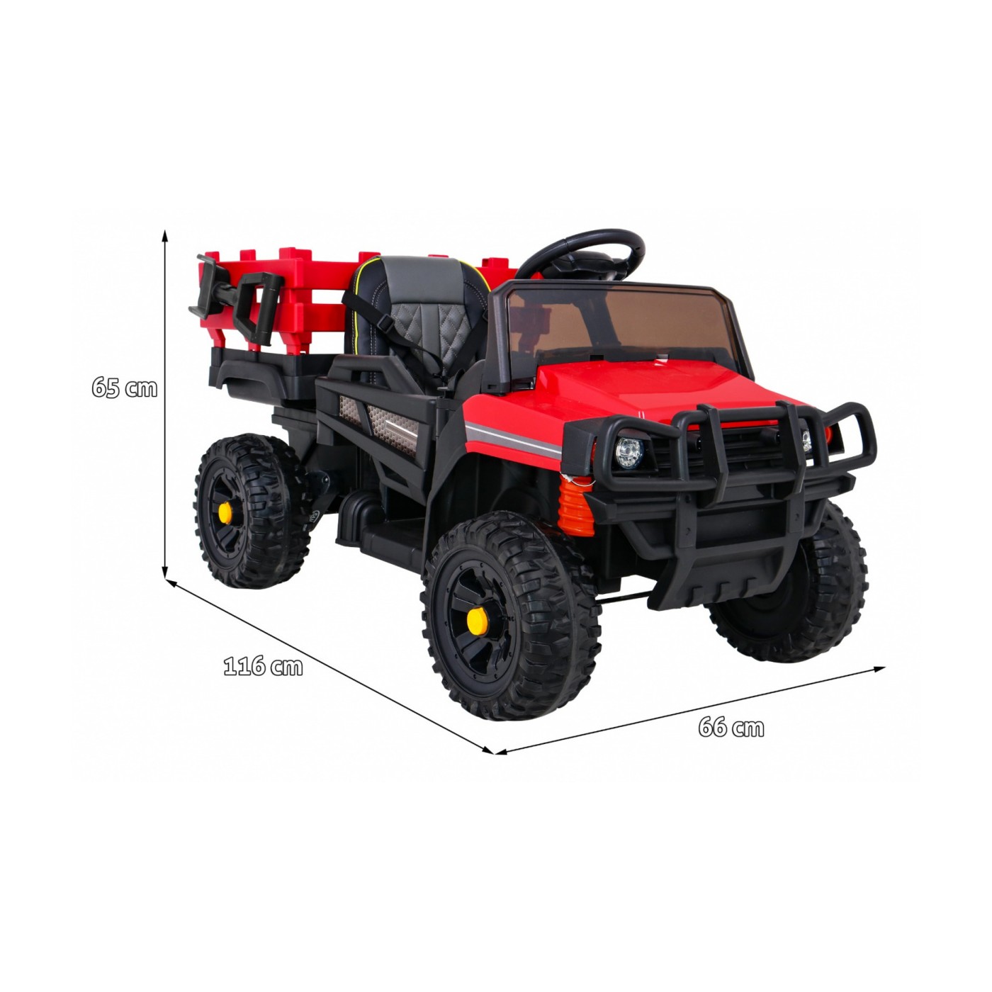 Autko Farmer Pick-up Děti Červený Dálkový Kufr EVA Lopata MP3 LED