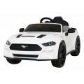 Autko Ford Mustang GT na baterii pro děti Bílá + Nastavení sedadla + LED audio + EVA + Pomalý start