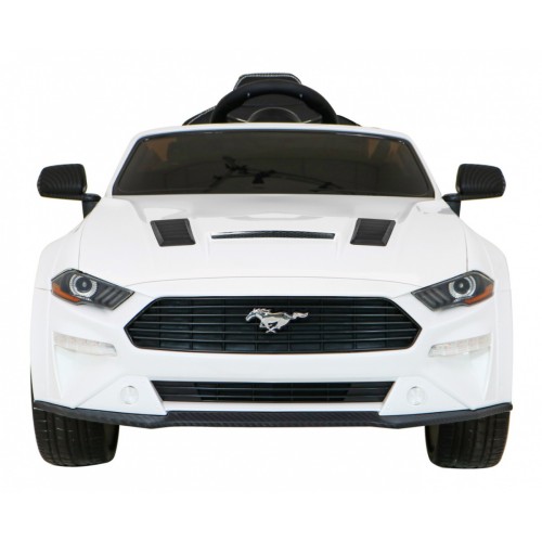 Autko Ford Mustang GT na baterii pro děti Bílá + Nastavení sedadla + LED audio + EVA + Pomalý start