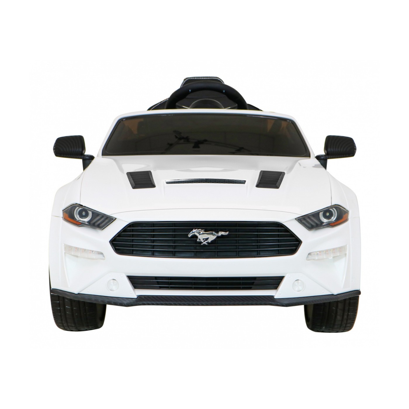Autko Ford Mustang GT na baterii pro děti Bílá + Nastavení sedadla + LED audio + EVA + Pomalý start