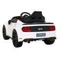 Autko Ford Mustang GT na baterii pro děti Bílá + Nastavení sedadla + LED audio + EVA + Pomalý start