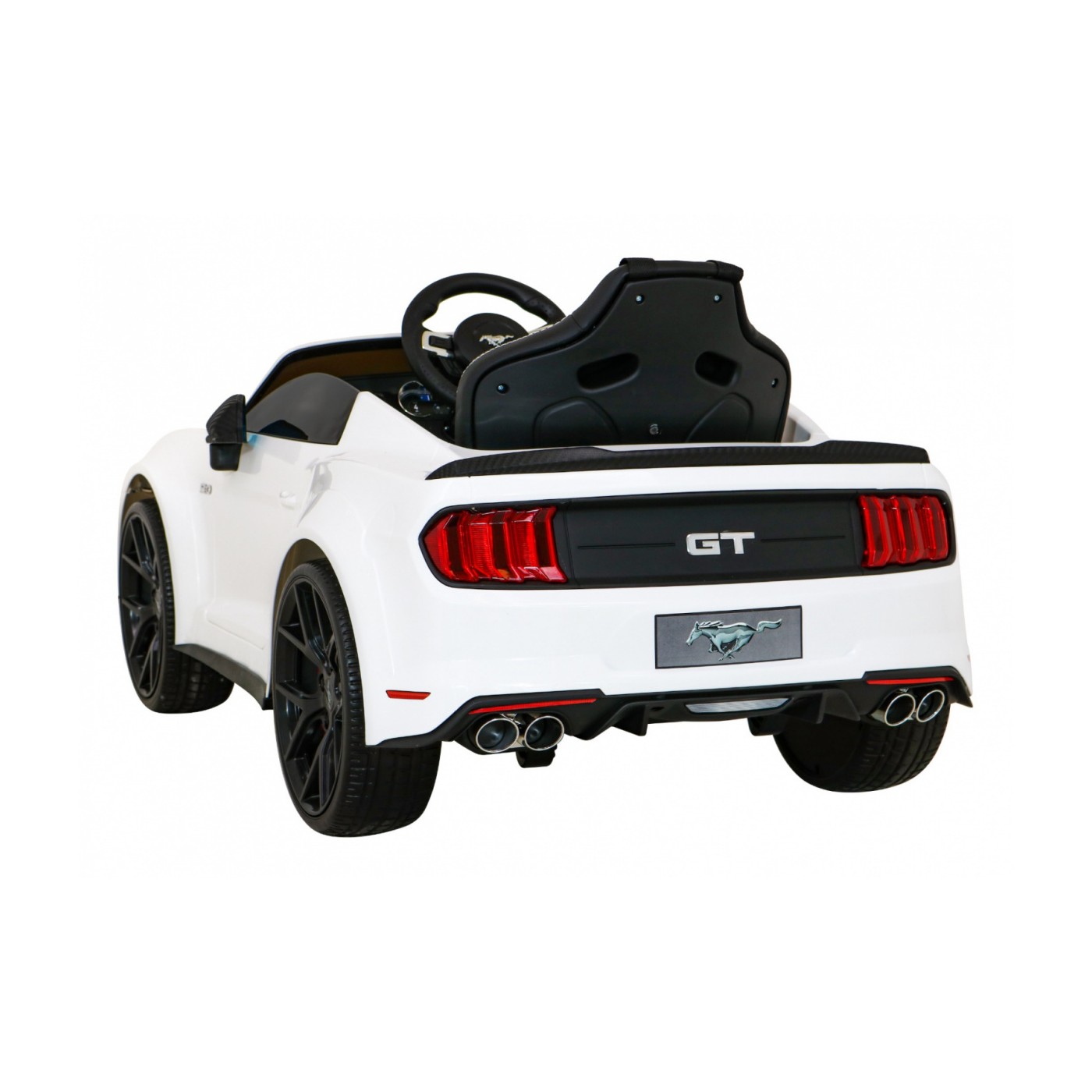 Autko Ford Mustang GT na baterii pro děti Bílá + Nastavení sedadla + LED audio + EVA + Pomalý start