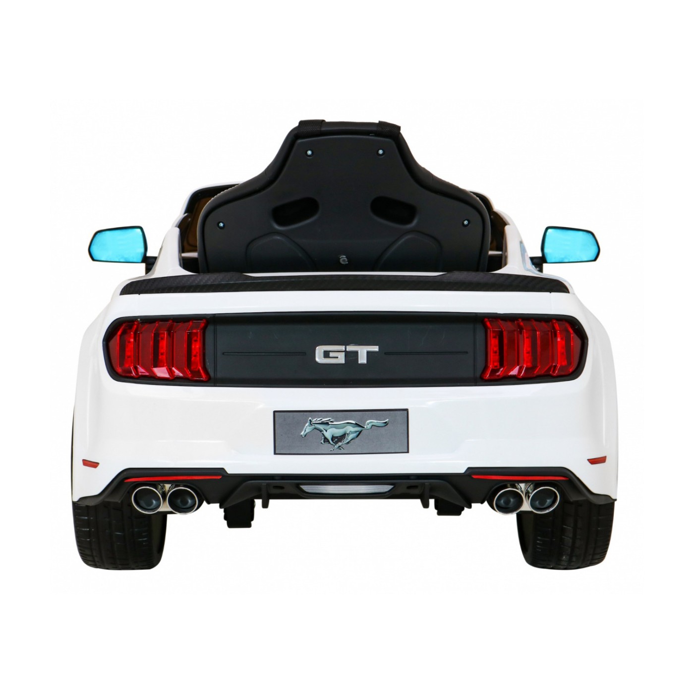 Autko Ford Mustang GT na baterii pro děti Bílá + Nastavení sedadla + LED audio + EVA + Pomalý start