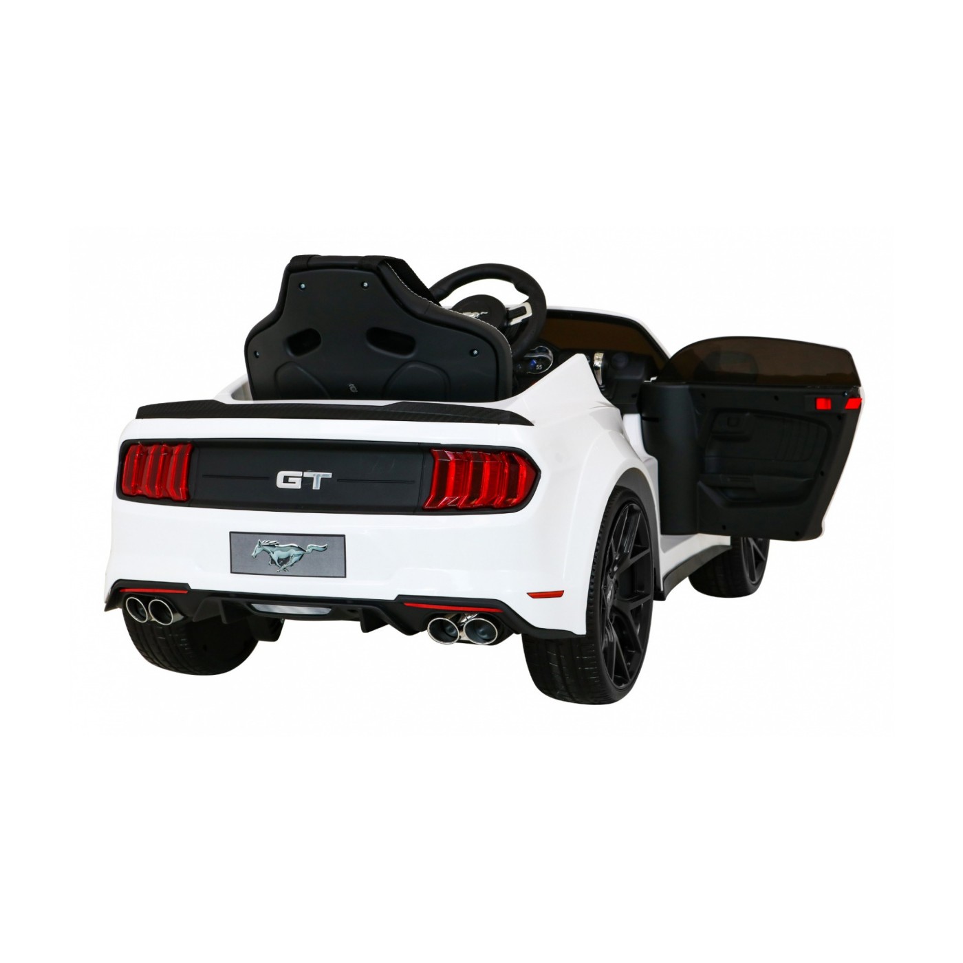 Autko Ford Mustang GT na baterii pro děti Bílá + Nastavení sedadla + LED audio + EVA + Pomalý start