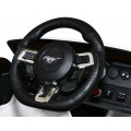 Autko Ford Mustang GT na baterii pro děti Bílá + Nastavení sedadla + LED audio + EVA + Pomalý start