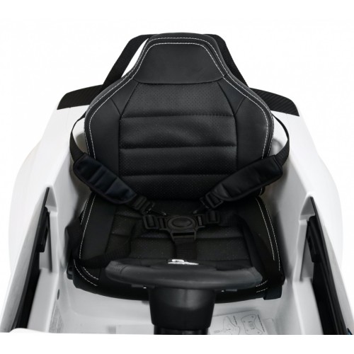 Autko Ford Mustang GT na baterii pro děti Bílá + Nastavení sedadla + LED audio + EVA + Pomalý start