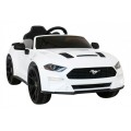 Autko Ford Mustang GT na baterii pro děti Bílá + Nastavení sedadla + LED audio + EVA + Pomalý start