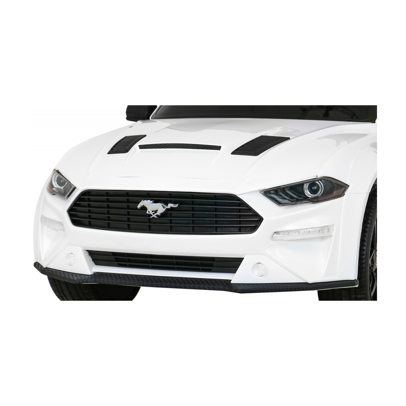 Autko Ford Mustang GT na baterii pro děti Bílá + Nastavení sedadla + LED audio + EVA + Pomalý start
